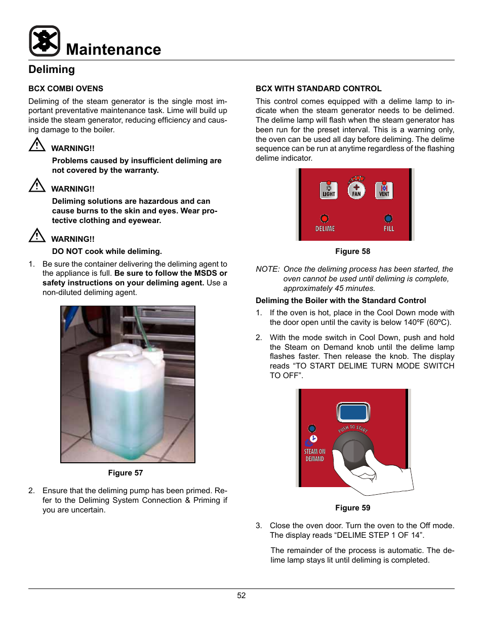 Maintenance, Deliming | Blodgett CNVX-14E User Manual | Page 56 / 60