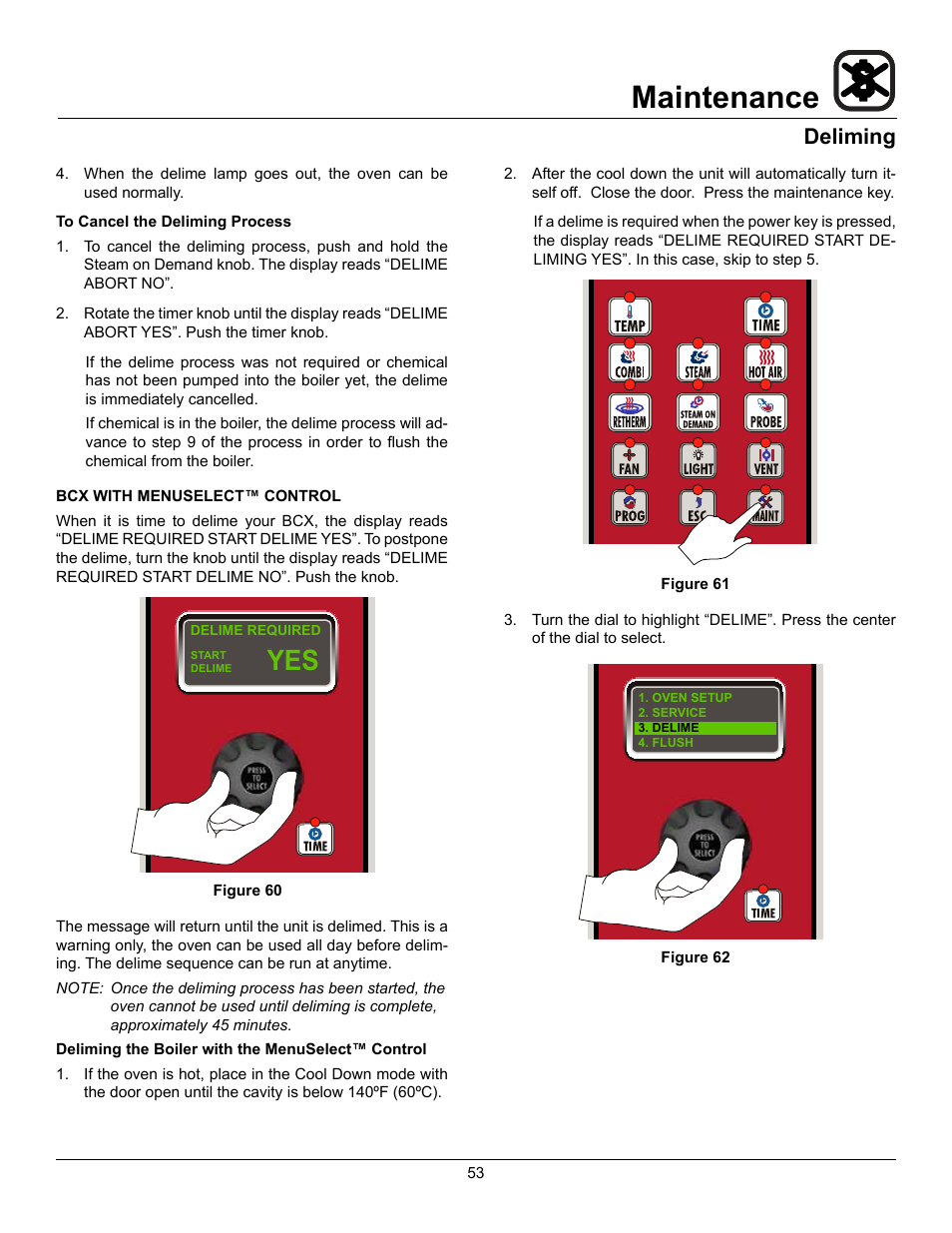 Maintenance, Deliming | Blodgett CNVX-14E User Manual | Page 57 / 60