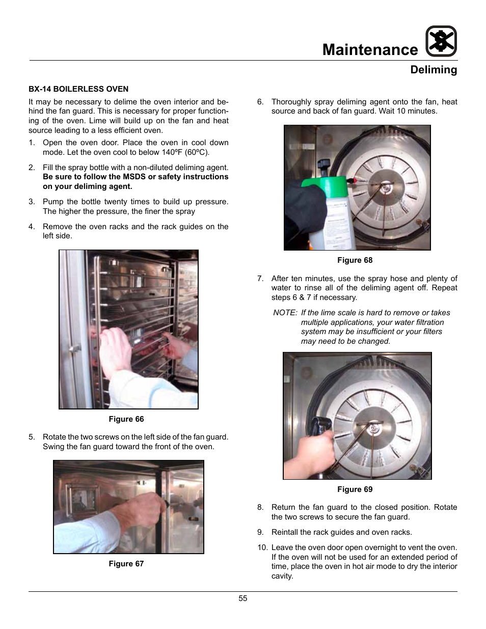 Maintenance, Deliming | Blodgett CNVX-14E User Manual | Page 59 / 60