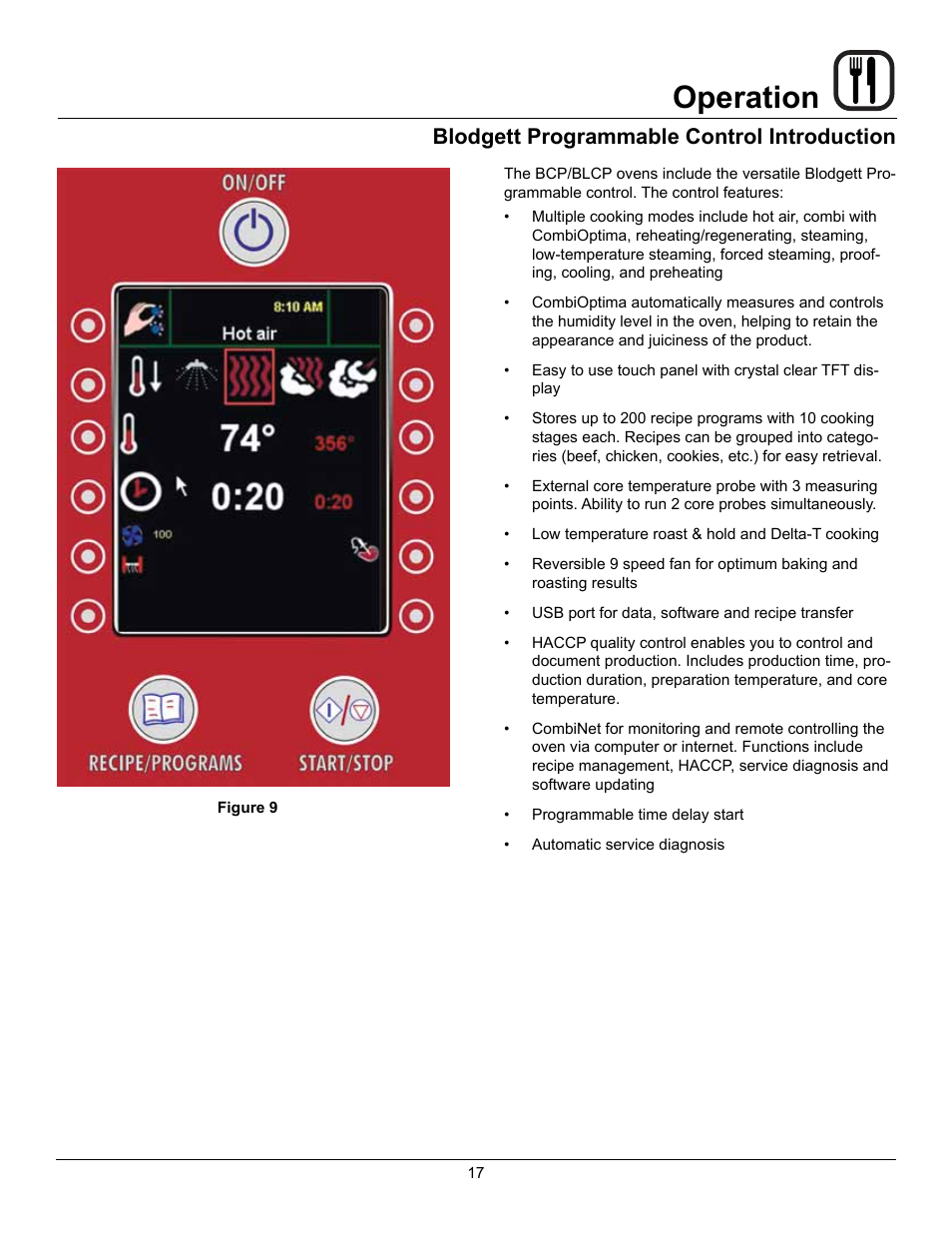 Operation, Blodgett programmable control introduction | Blodgett BLCP User Manual | Page 19 / 52