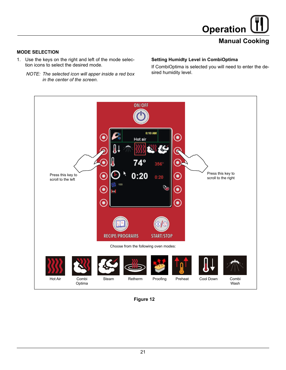 Operation, Manual cooking | Blodgett BLCP User Manual | Page 23 / 52