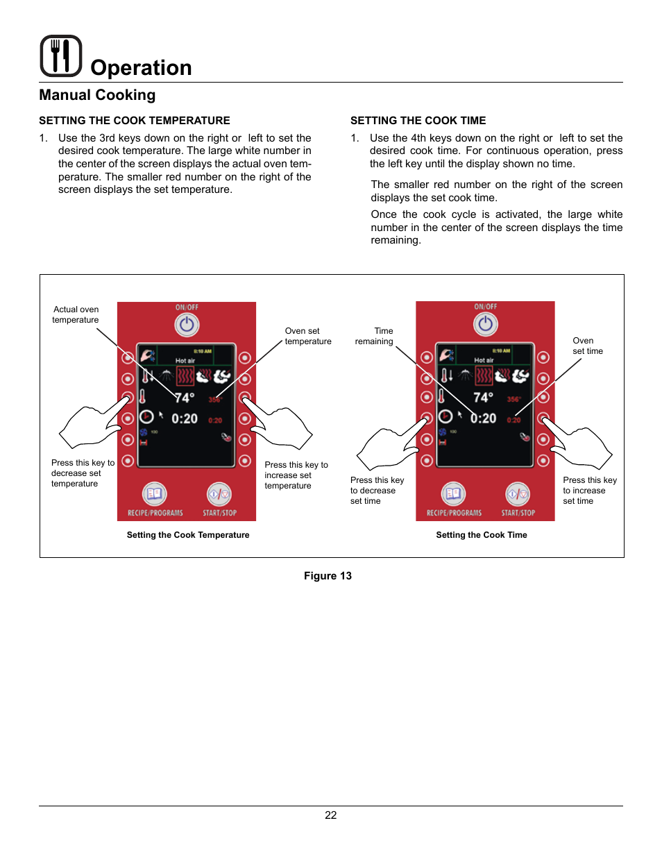 Operation, Manual cooking | Blodgett BLCP User Manual | Page 24 / 52