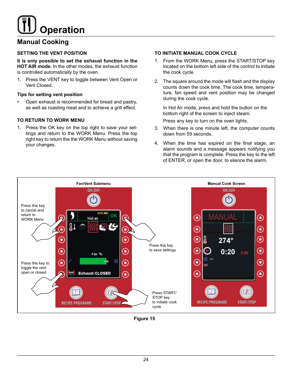 Operation, Manual cooking | Blodgett BLCP User Manual | Page 26 / 52