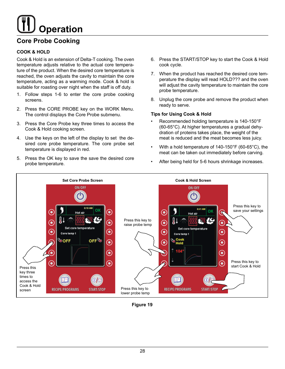 Operation, Core probe cooking | Blodgett BLCP User Manual | Page 30 / 52