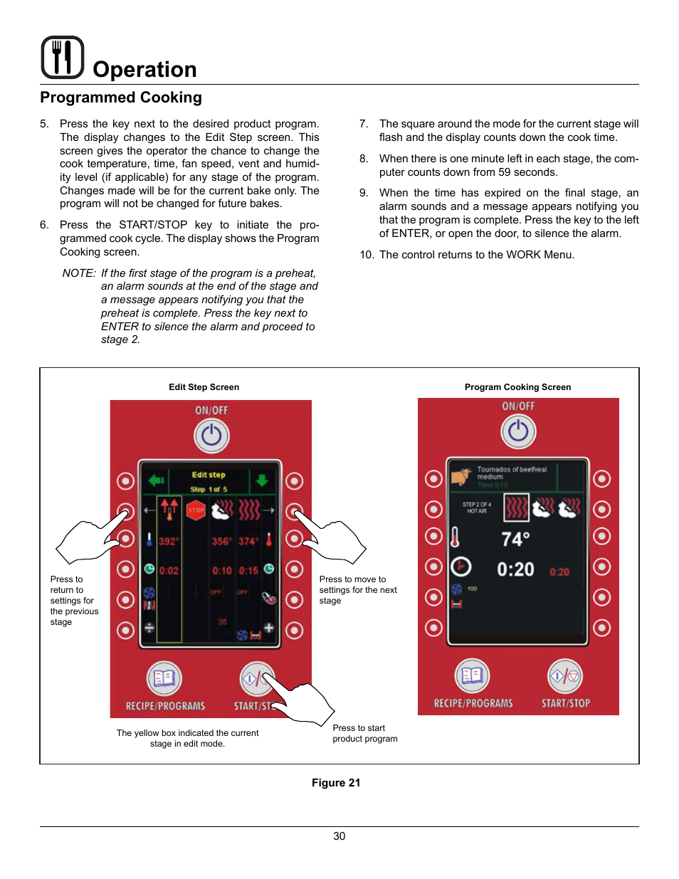 Operation, Programmed cooking | Blodgett BLCP User Manual | Page 32 / 52