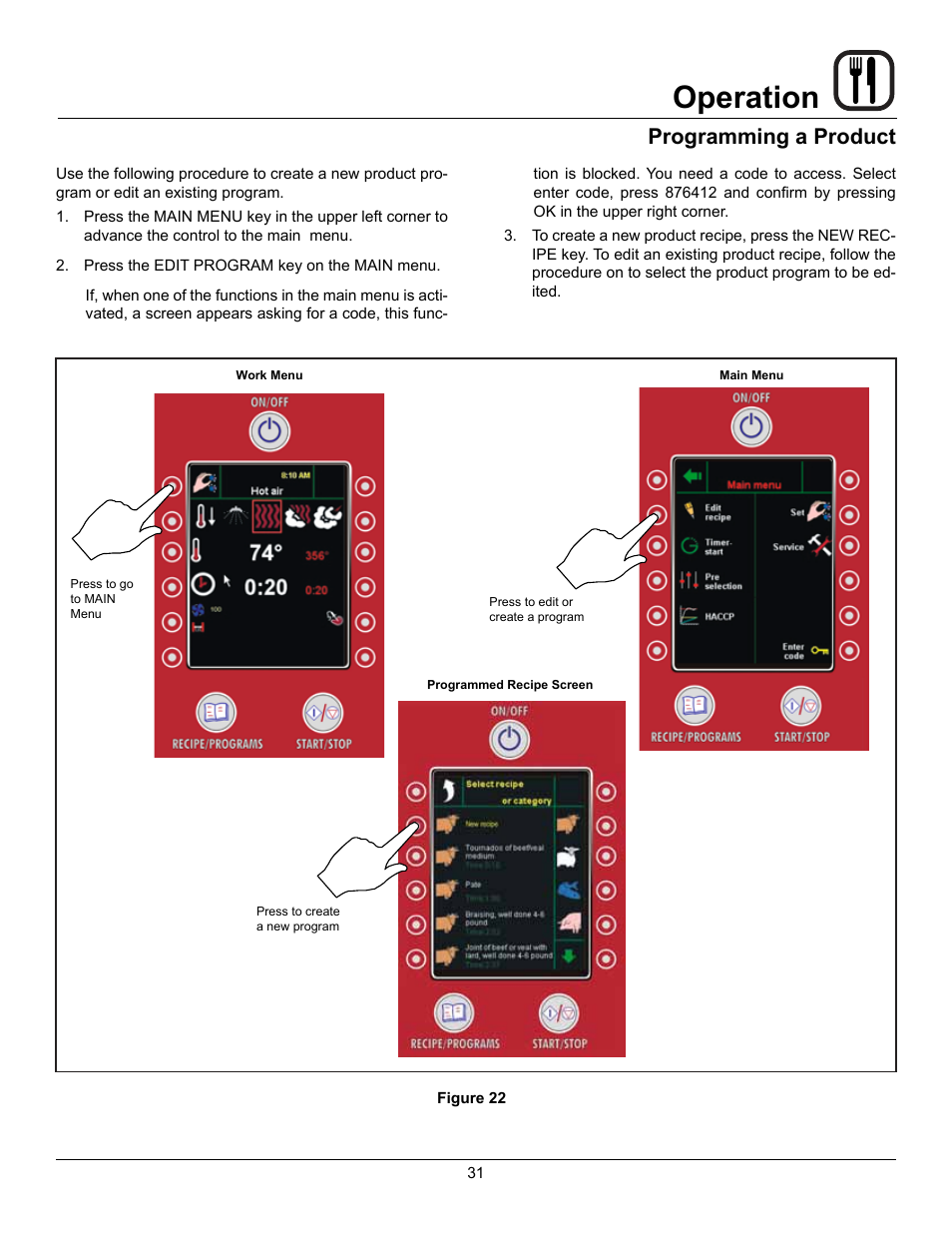 Operation, Programming a product | Blodgett BLCP User Manual | Page 33 / 52