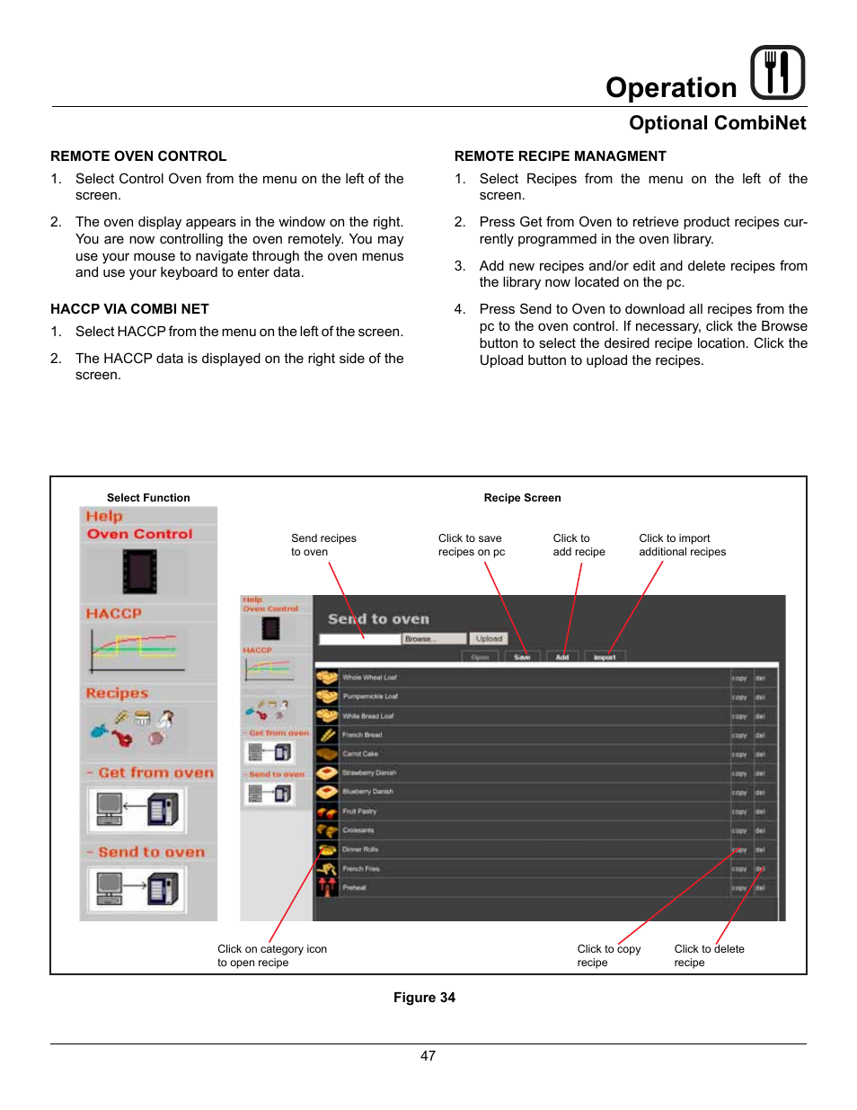 Operation, Optional combinet | Blodgett BLCP User Manual | Page 49 / 52