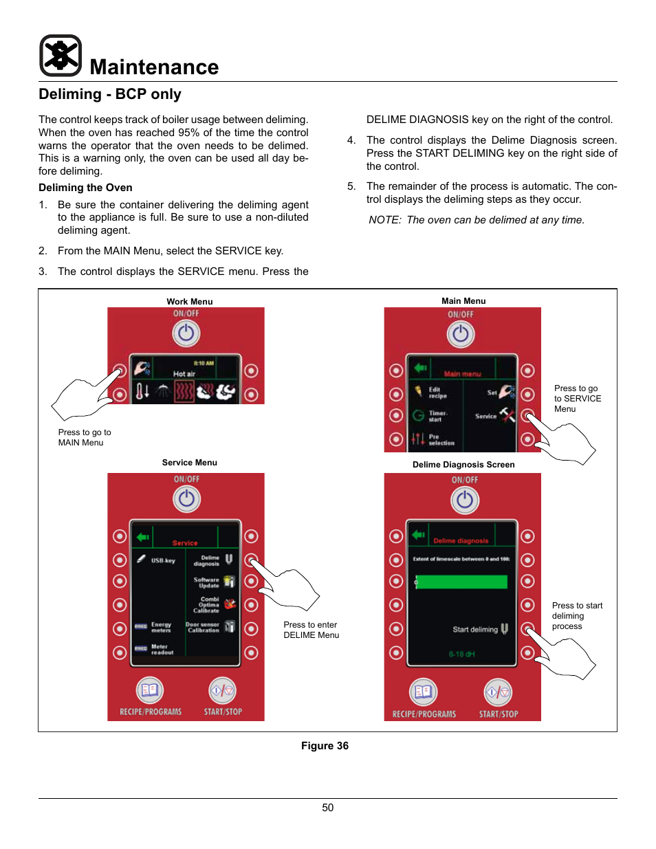 Maintenance, Deliming - bcp only | Blodgett BLCP User Manual | Page 52 / 52