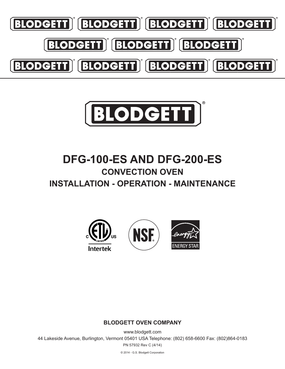 Blodgett DFG-200-ES User Manual | 26 pages