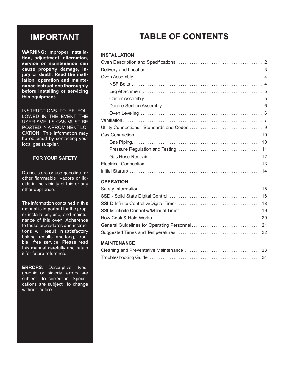 Blodgett DFG-200-ES User Manual | Page 3 / 26