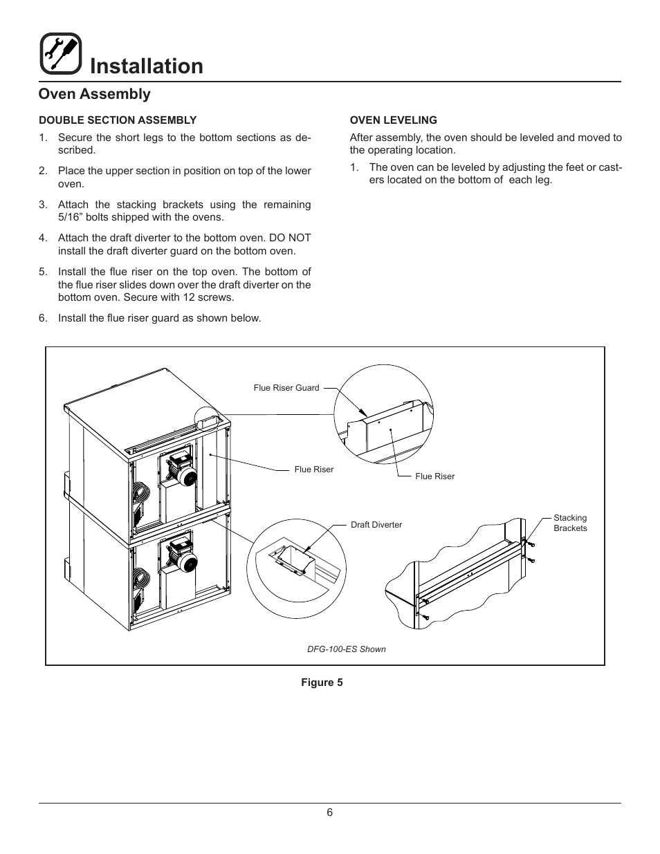 Installation, Oven assembly | Blodgett DFG-200-ES User Manual | Page 8 / 26