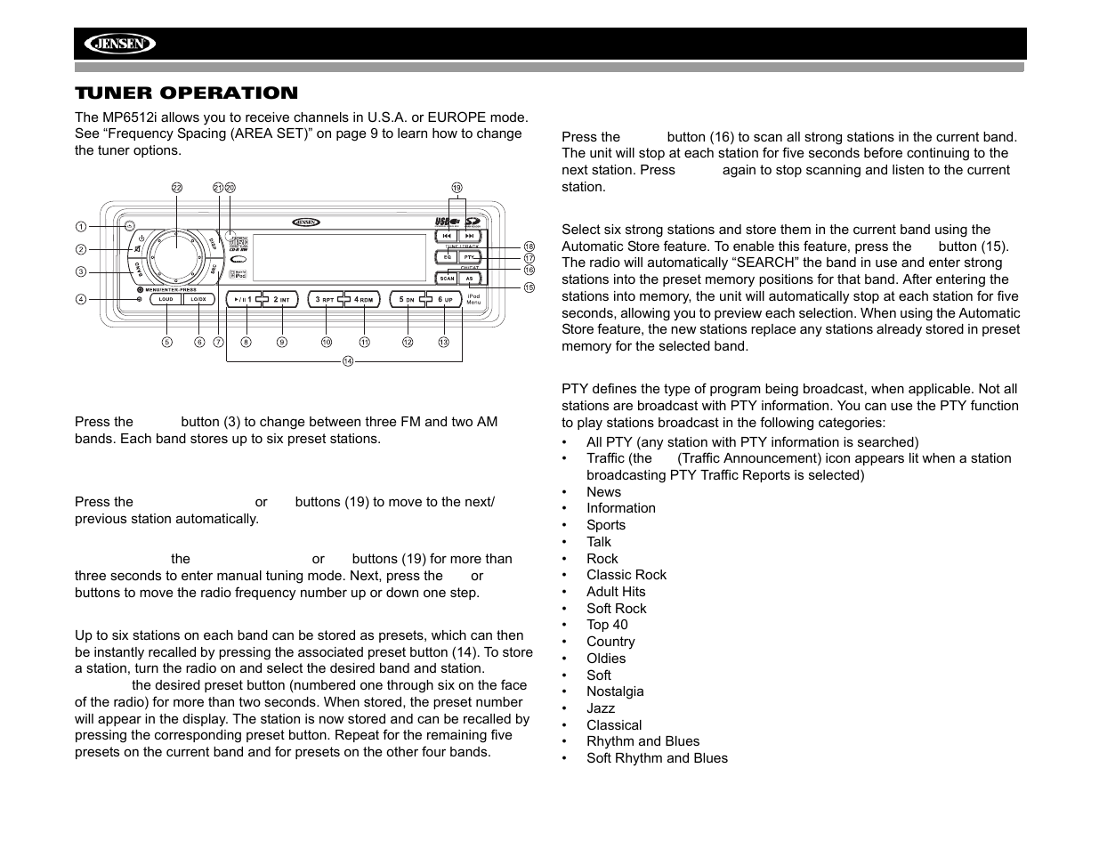 Audiovox Jensen MP6512i User Manual | Page 14 / 30