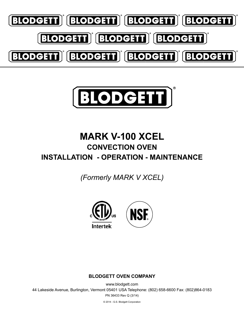 Blodgett Mark V-100 XCEL User Manual | 49 pages