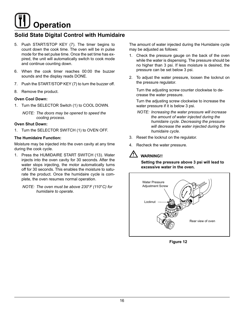 Operation, Solid state digital control with humidaire | Blodgett Mark V-100 XCEL User Manual | Page 18 / 49