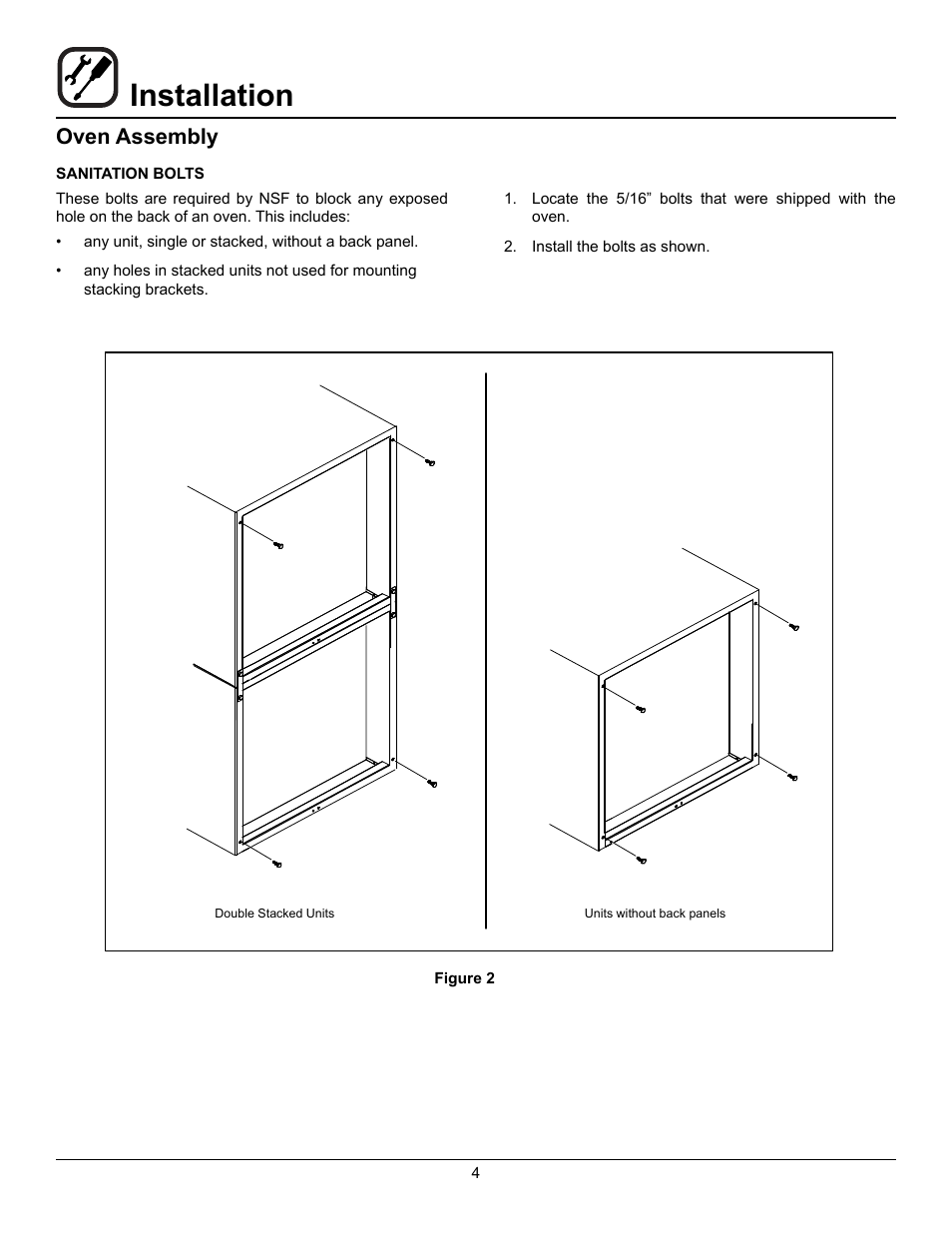 Installation, Oven assembly | Blodgett Mark V-100 XCEL User Manual | Page 6 / 49