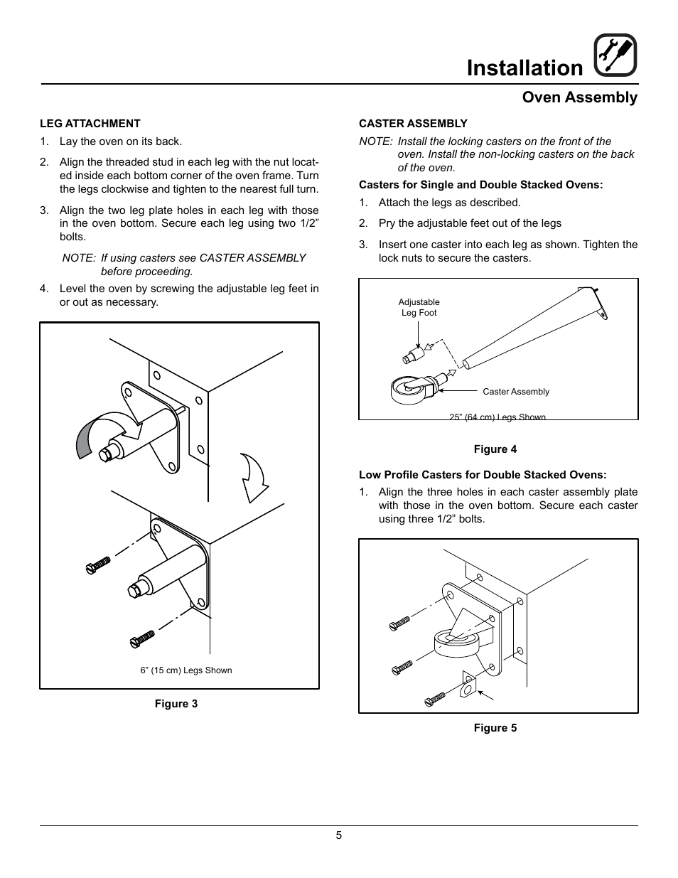 Installation, Oven assembly | Blodgett Mark V-100 XCEL User Manual | Page 7 / 49