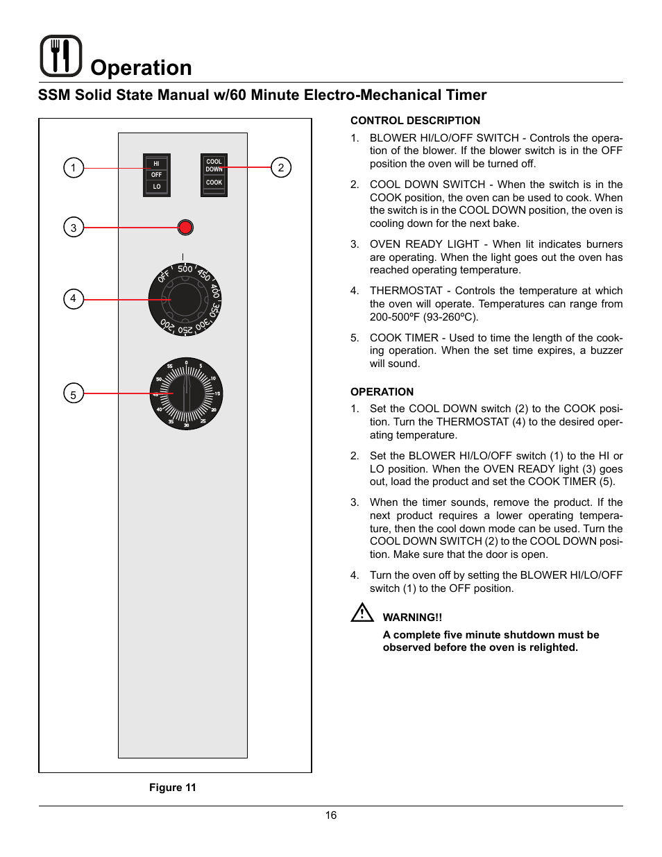 Operation | Blodgett SHO-100-G User Manual | Page 18 / 22