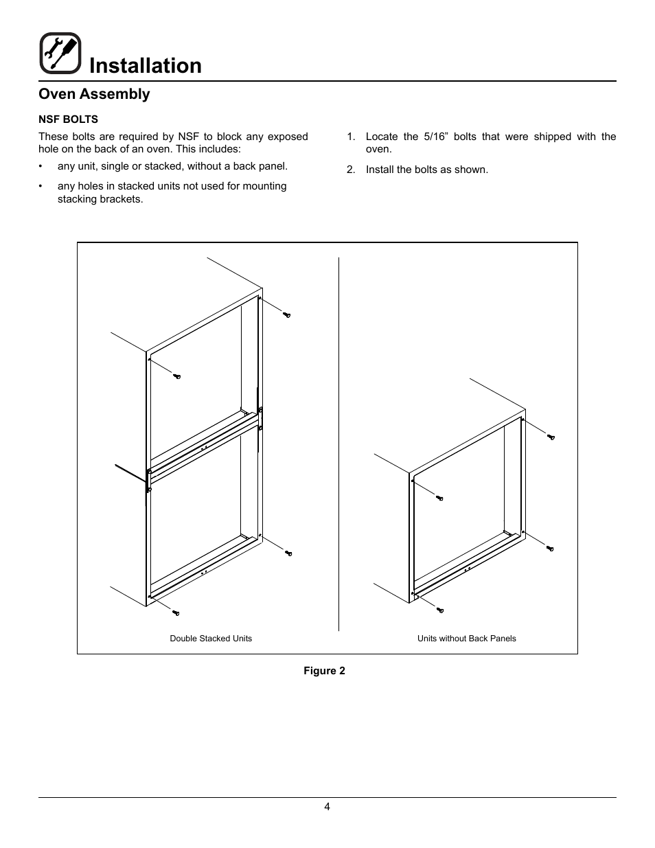 Installation, Oven assembly | Blodgett SHO-100-G User Manual | Page 6 / 22