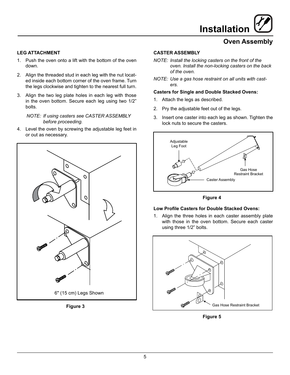 Installation, Oven assembly | Blodgett SHO-100-G User Manual | Page 7 / 22