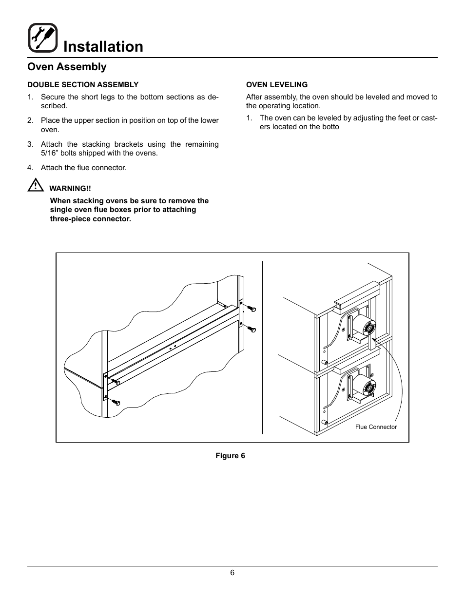 Installation, Oven assembly | Blodgett SHO-100-G User Manual | Page 8 / 22