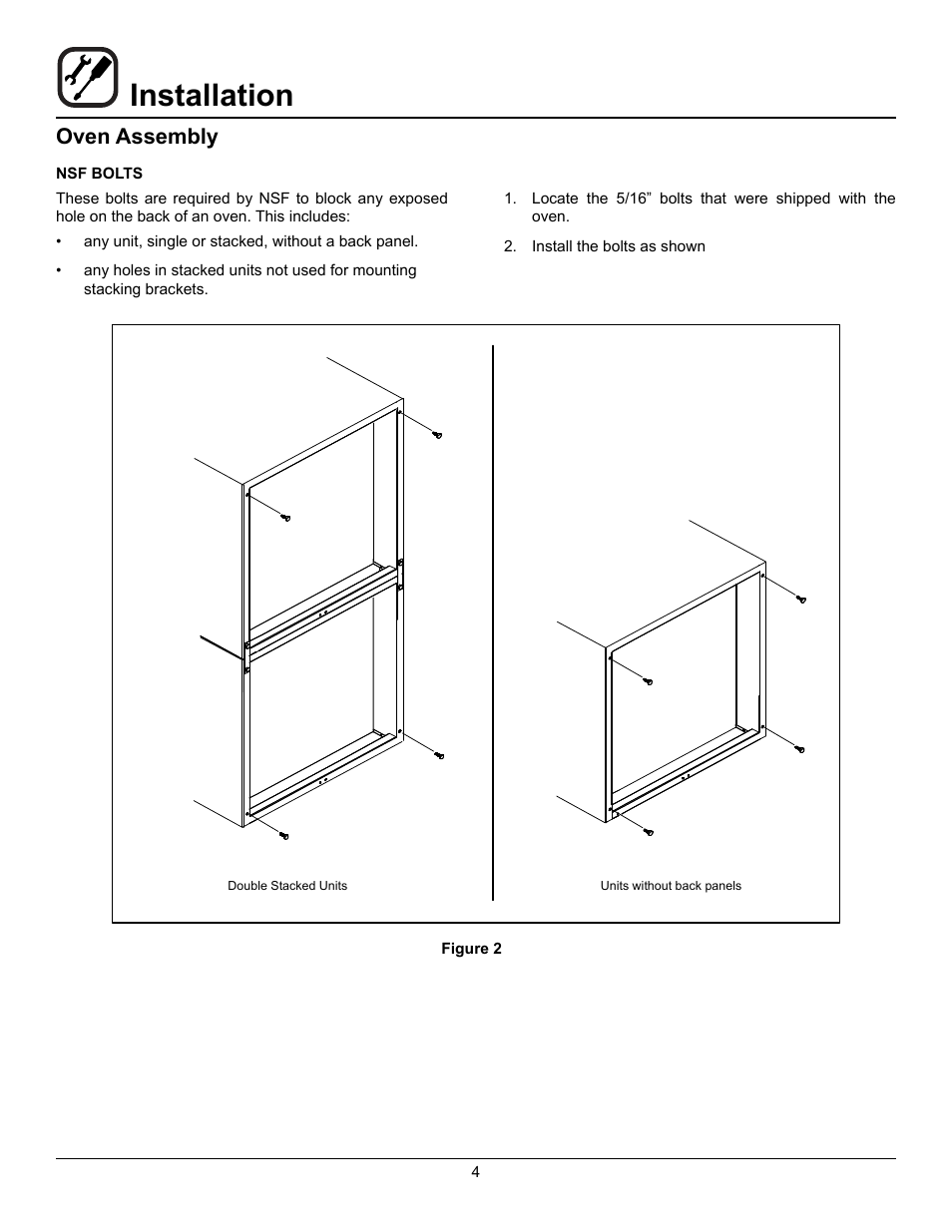Installation, Oven assembly | Blodgett ZEPHAIRE-100-G User Manual | Page 6 / 24