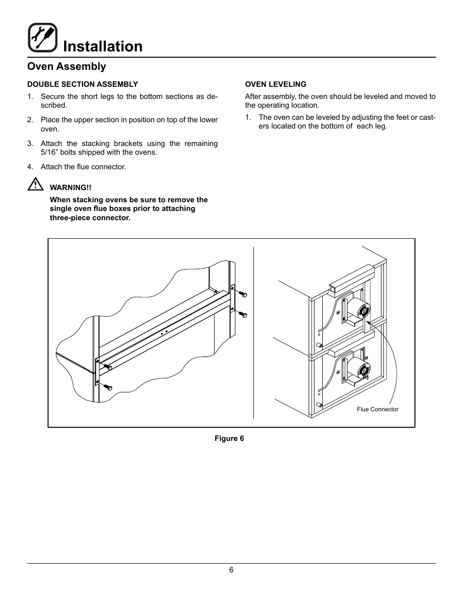 Installation, Oven assembly | Blodgett ZEPHAIRE-100-G User Manual | Page 8 / 24