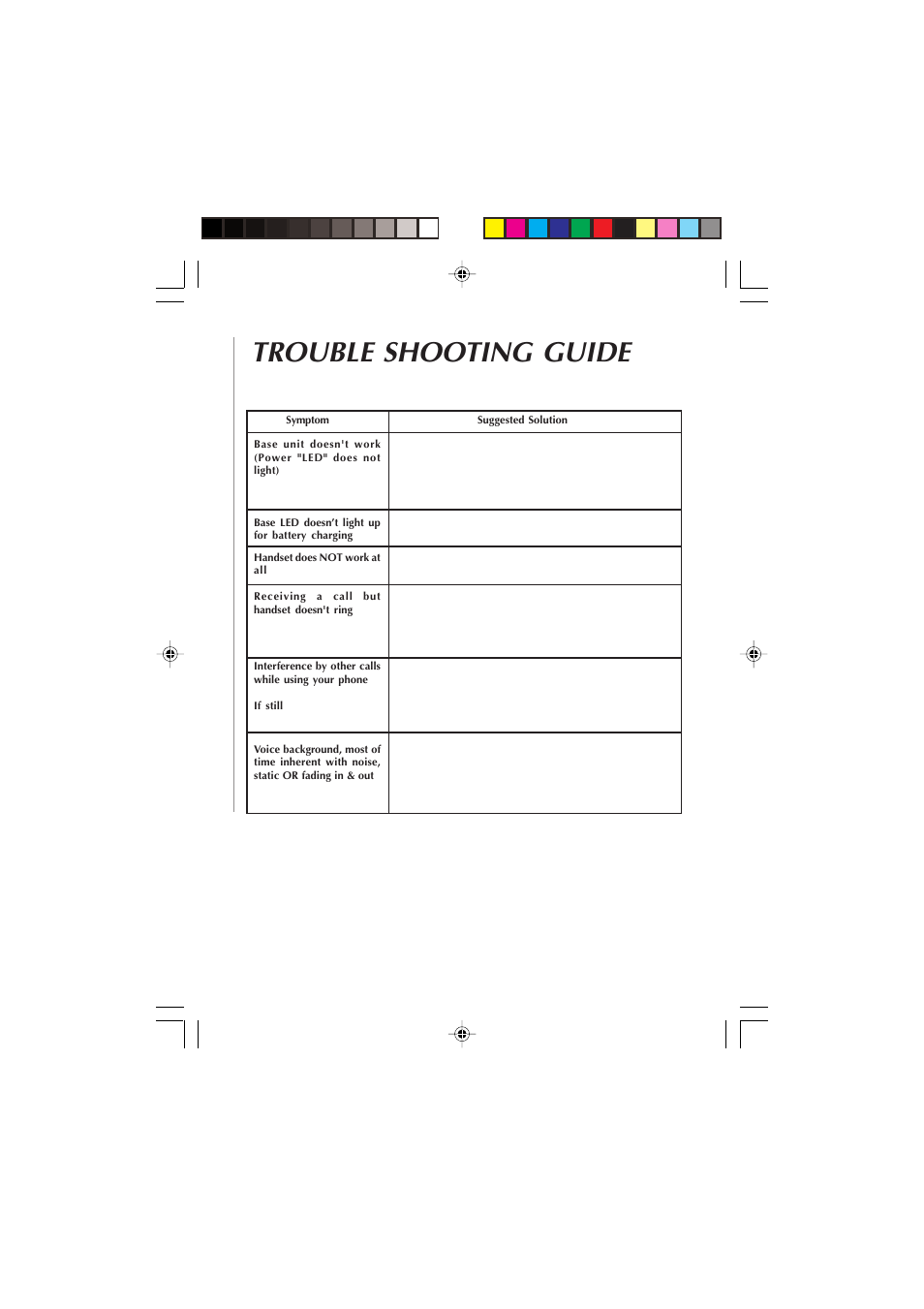 Trouble shooting guide | Audiovox 4GHz User Manual | Page 13 / 14