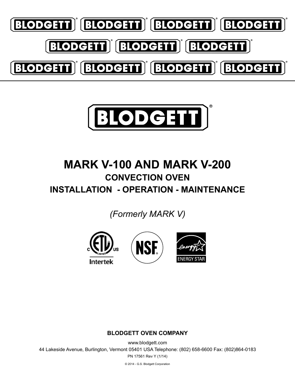 Blodgett Mark V-100 User Manual | 34 pages