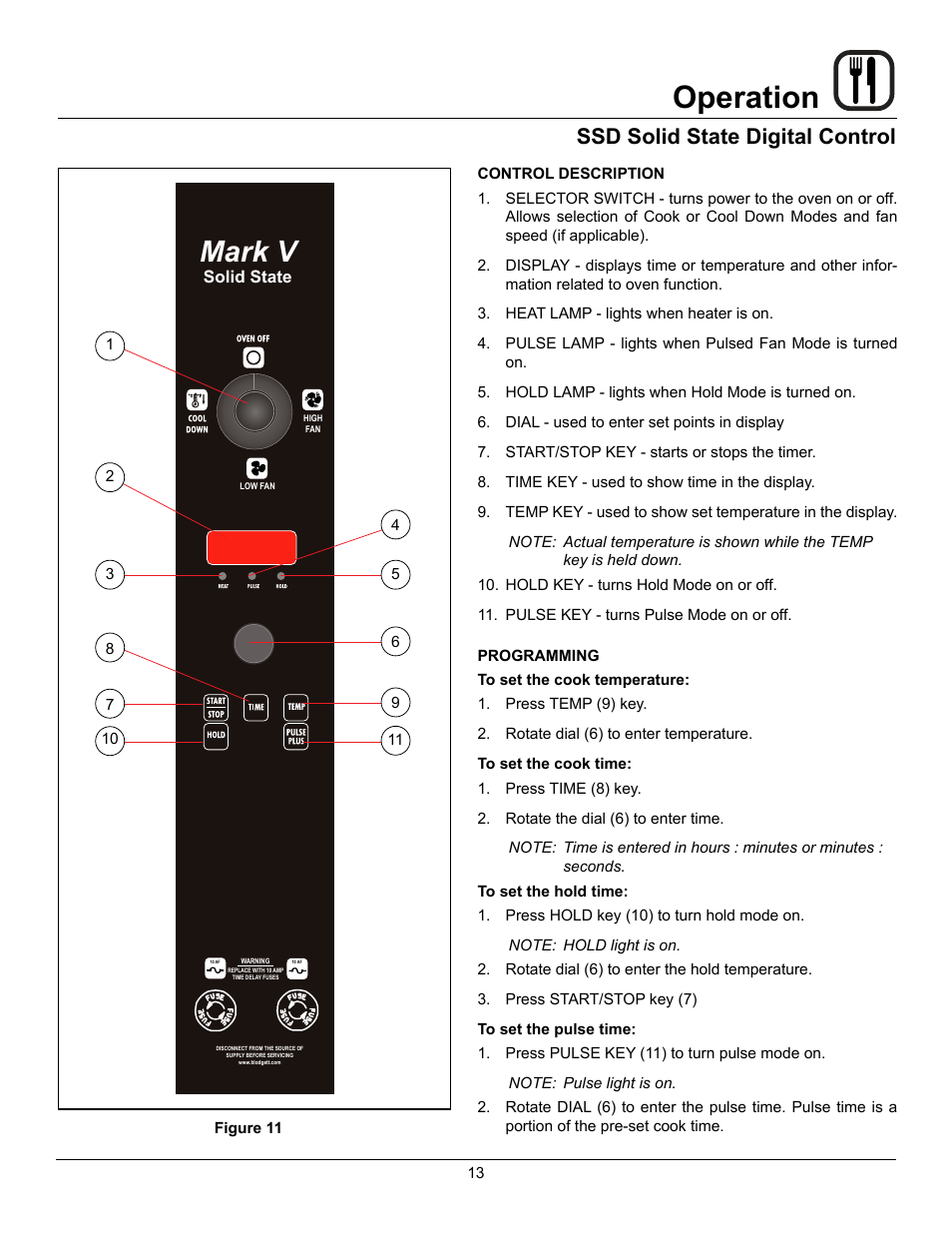 Operation, Mark v, Ssd solid state digital control | Blodgett Mark V-100 User Manual | Page 15 / 34