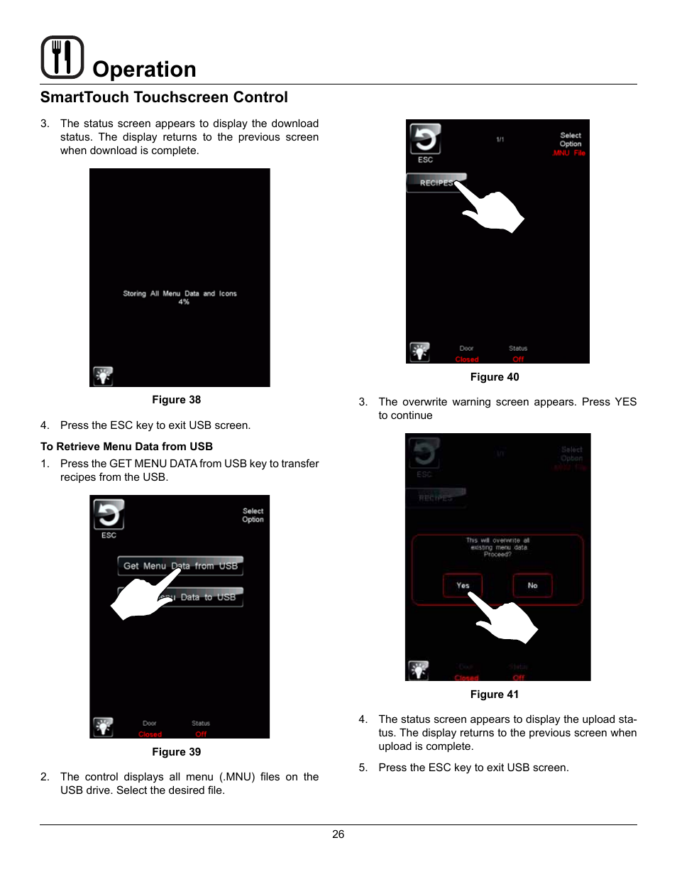 Operation, Smarttouch touchscreen control | Blodgett Mark V-100 User Manual | Page 28 / 34