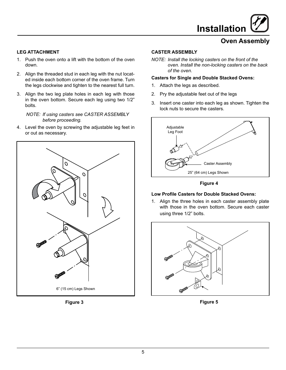 Installation, Oven assembly | Blodgett Mark V-100 User Manual | Page 7 / 34
