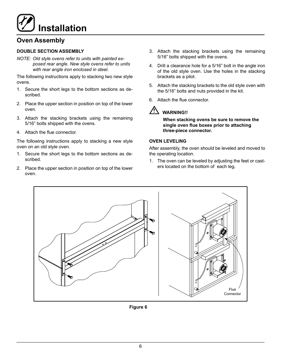 Installation, Oven assembly | Blodgett Mark V-100 User Manual | Page 8 / 34