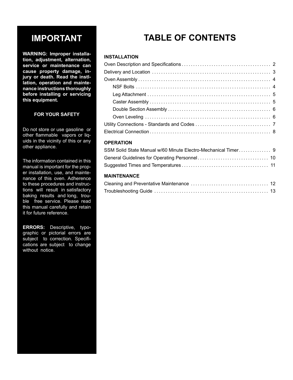 Blodgett SHO-100-E User Manual | Page 3 / 15