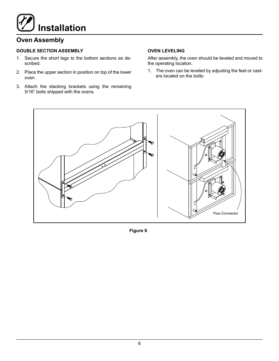 Installation, Oven assembly | Blodgett SHO-100-E User Manual | Page 8 / 15