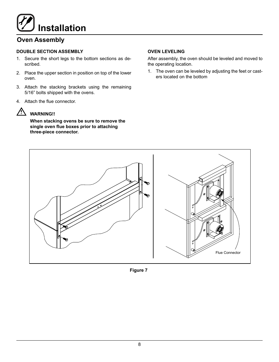 Installation, Oven assembly | Blodgett ZEPHAIRE-100-E User Manual | Page 10 / 17