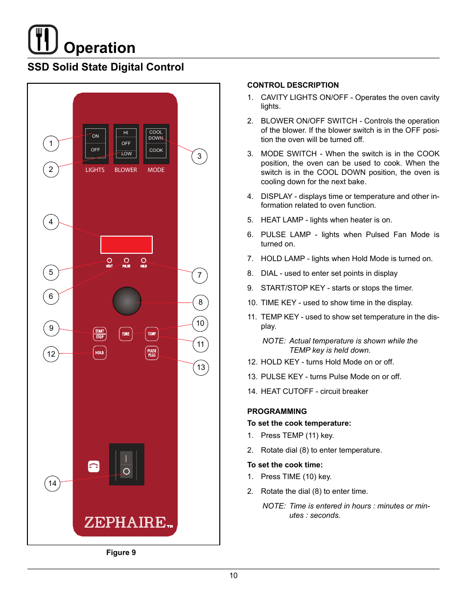 Operation, Ssd solid state digital control | Blodgett ZEPHAIRE-100-E User Manual | Page 12 / 17