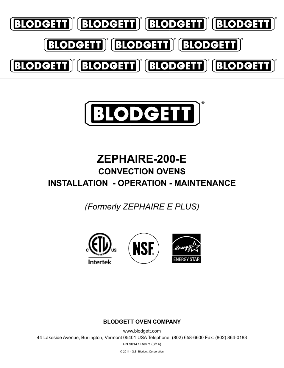 Blodgett ZEPHAIRE-200-E User Manual | 17 pages