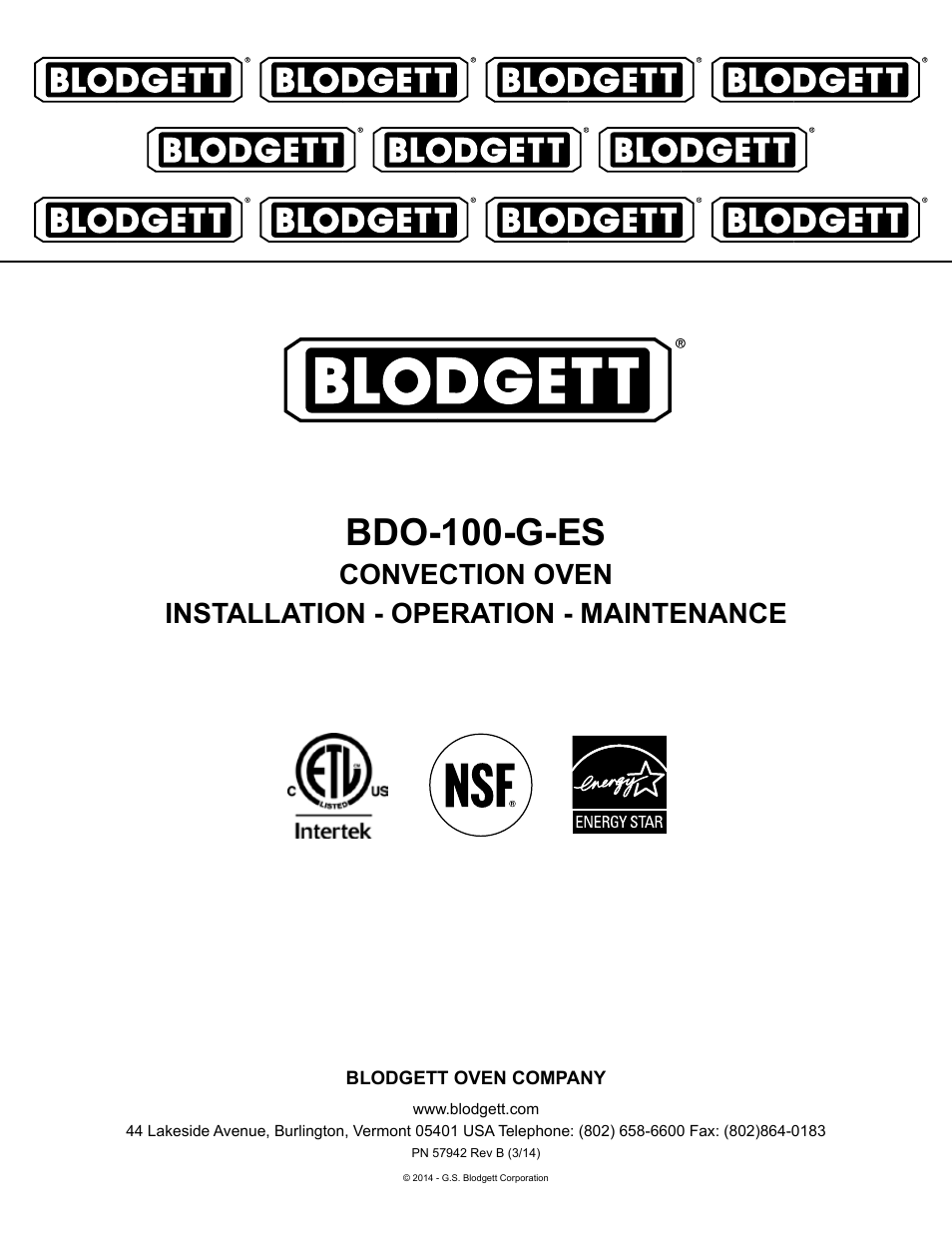 Blodgett BDO-100-G-ES User Manual | 22 pages