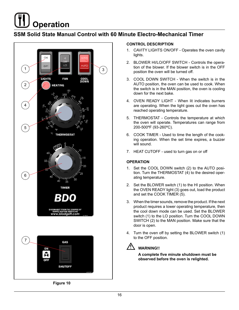 Operation | Blodgett BDO-100-G-ES User Manual | Page 18 / 22