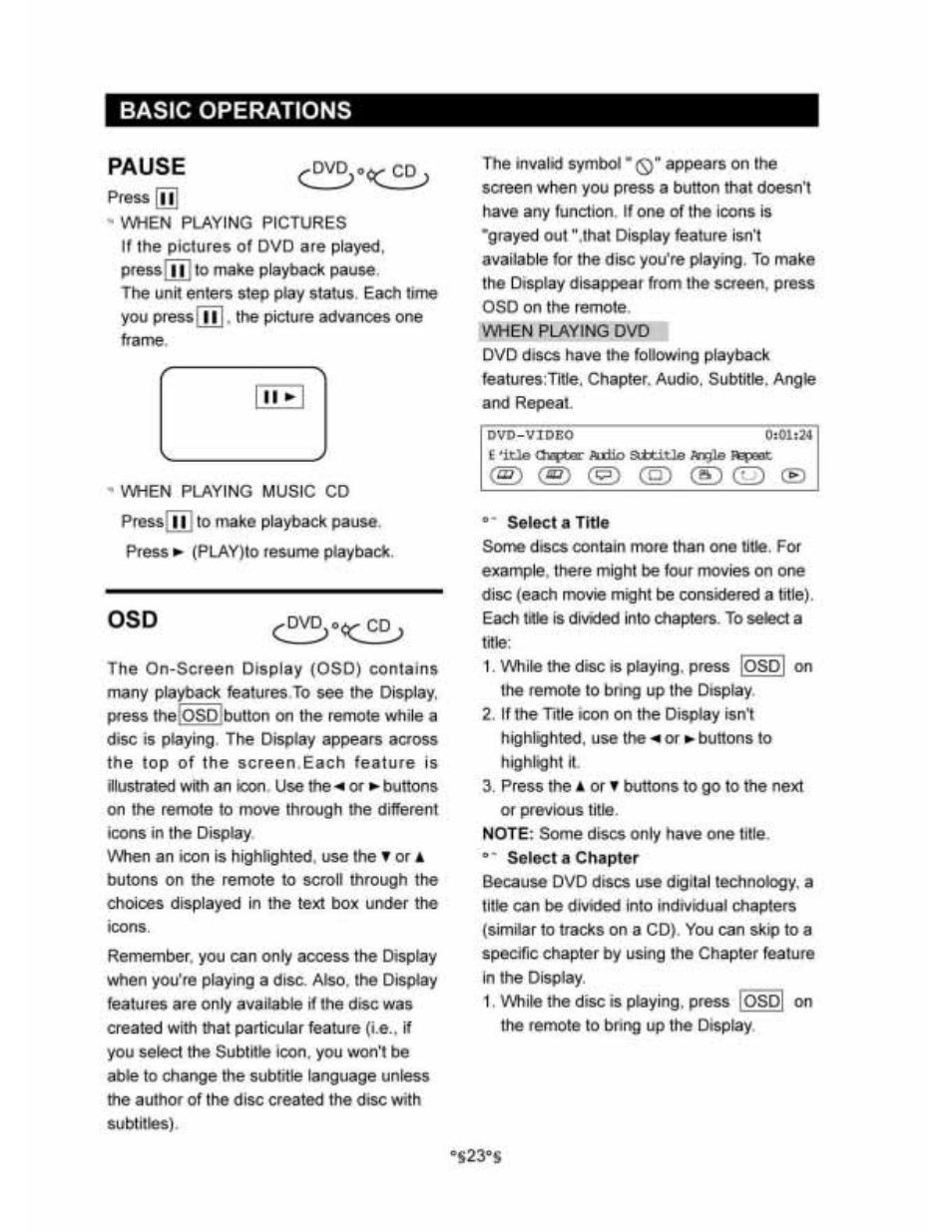 Pause, Liiij, C°) ® cd cs) | Audiovox D1530 User Manual | Page 24 / 46