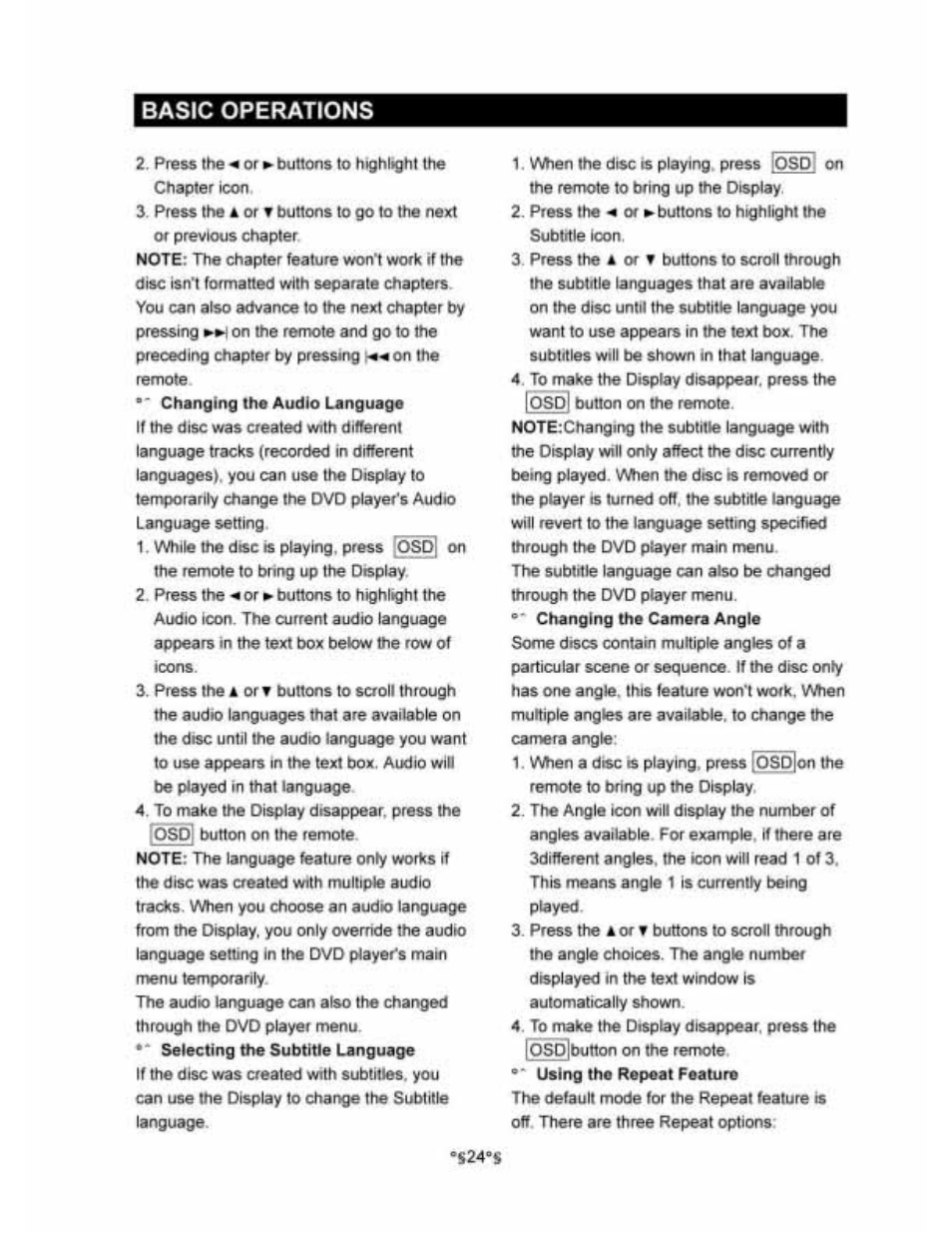 Basic operations | Audiovox D1530 User Manual | Page 25 / 46