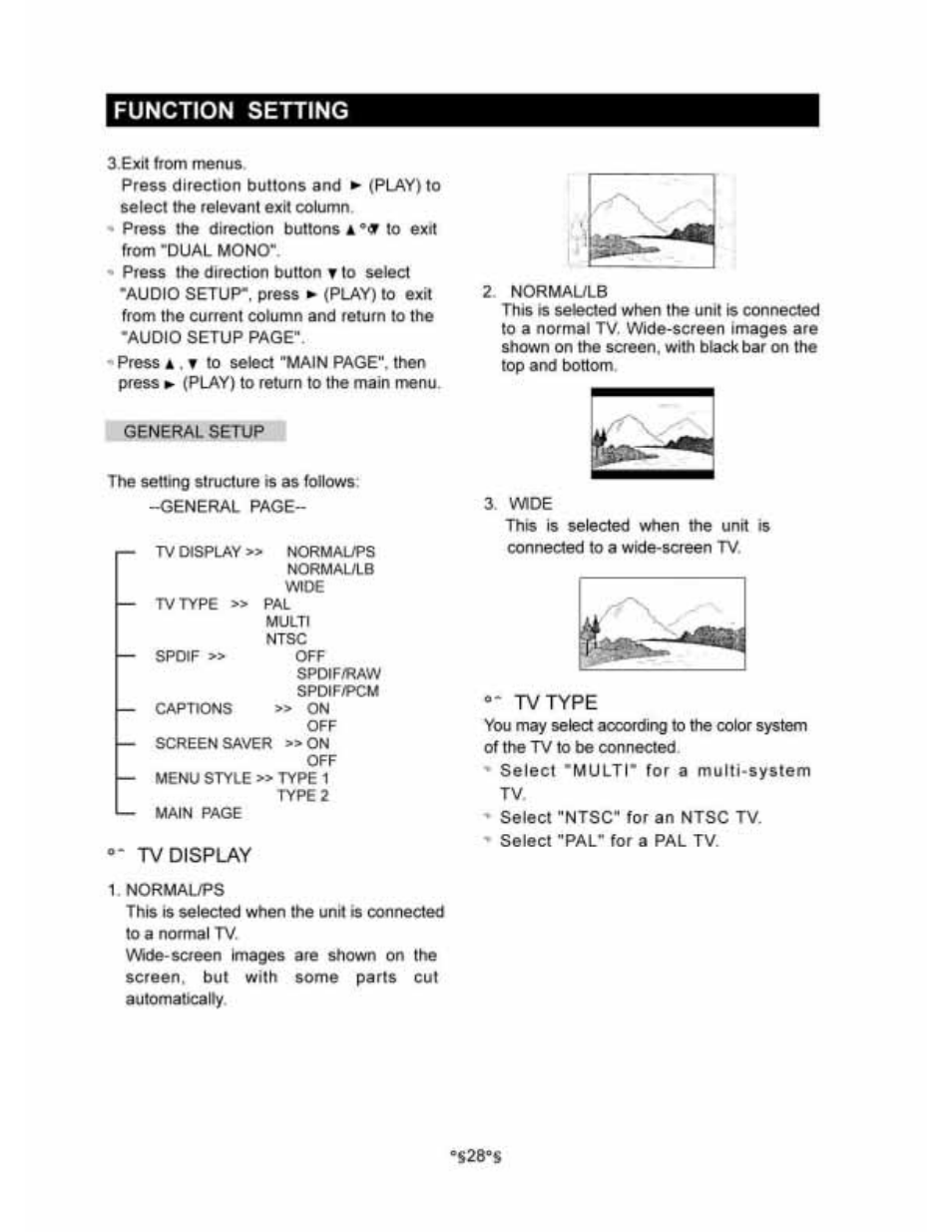 Function setting | Audiovox D1530 User Manual | Page 29 / 46