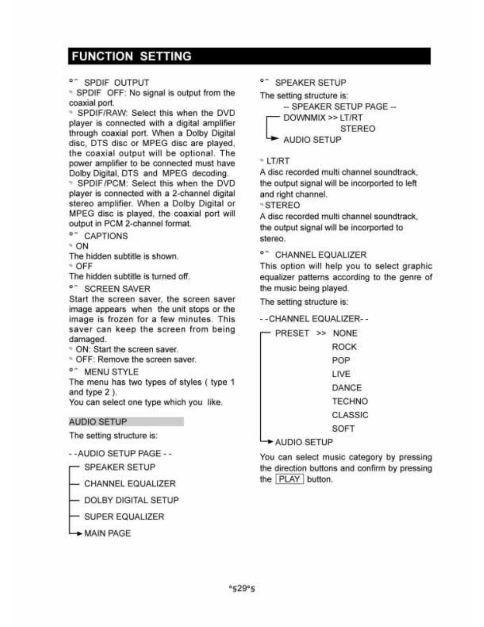 Function setting | Audiovox D1530 User Manual | Page 30 / 46