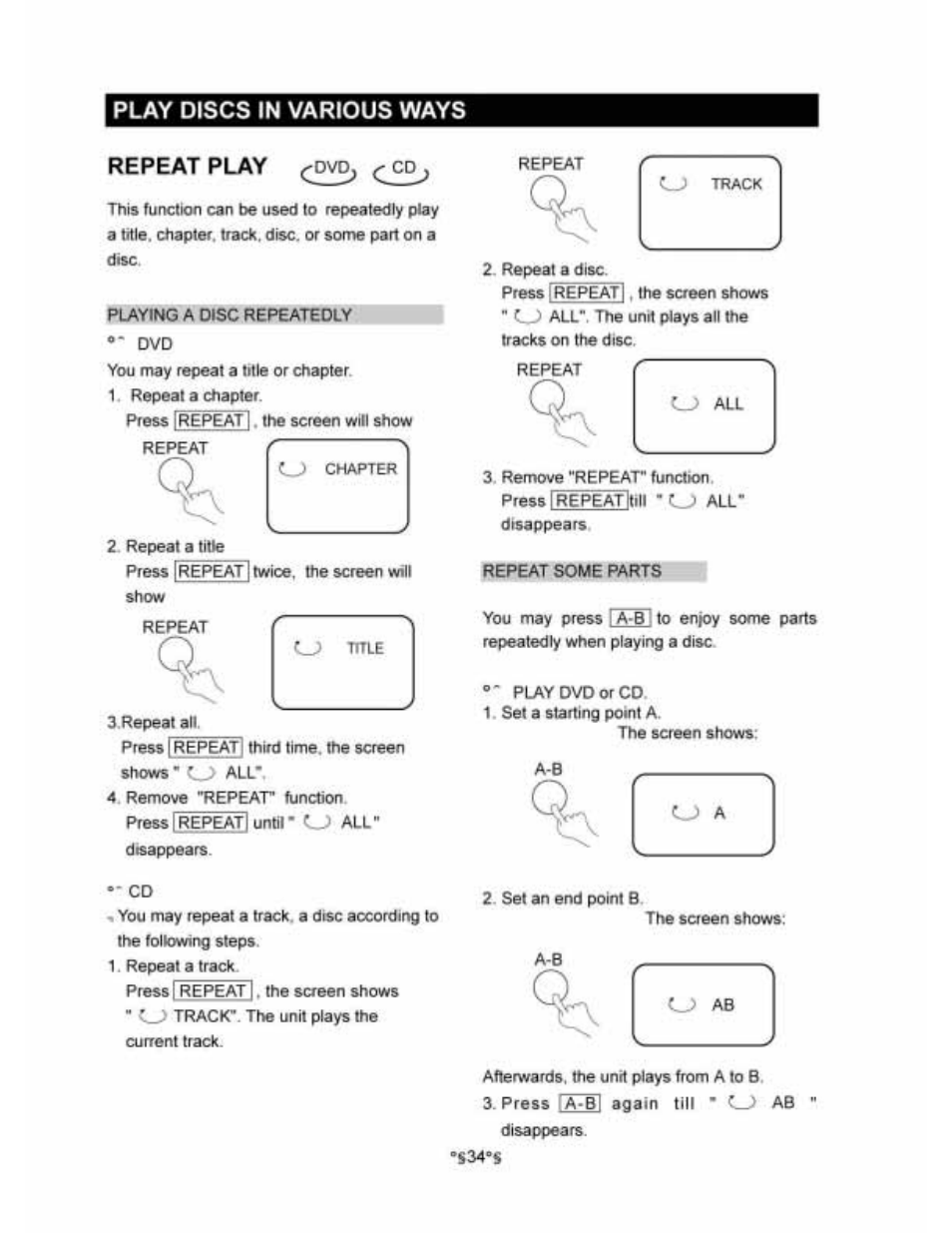 Repeat play | Audiovox D1530 User Manual | Page 35 / 46