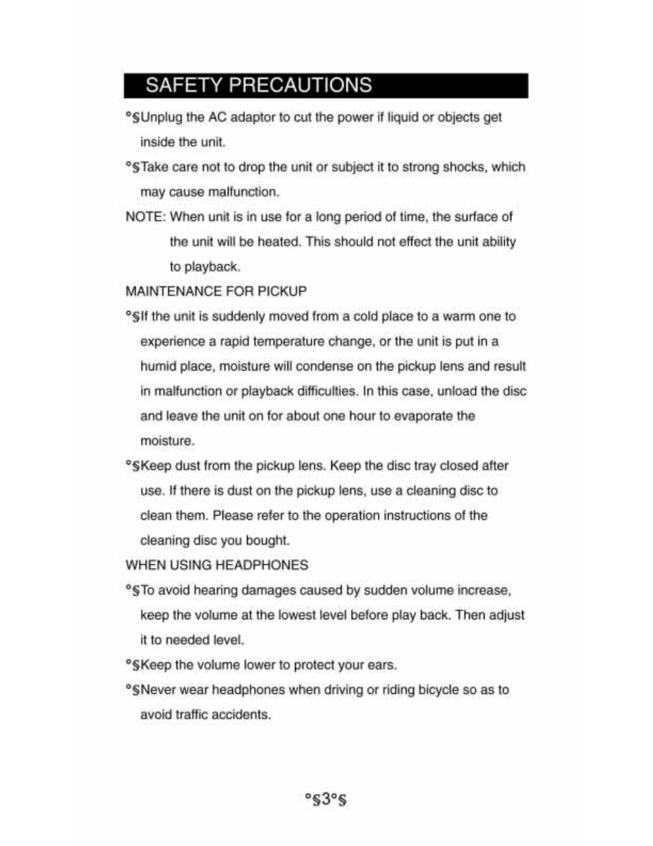 Safety precautions | Audiovox D1530 User Manual | Page 4 / 46