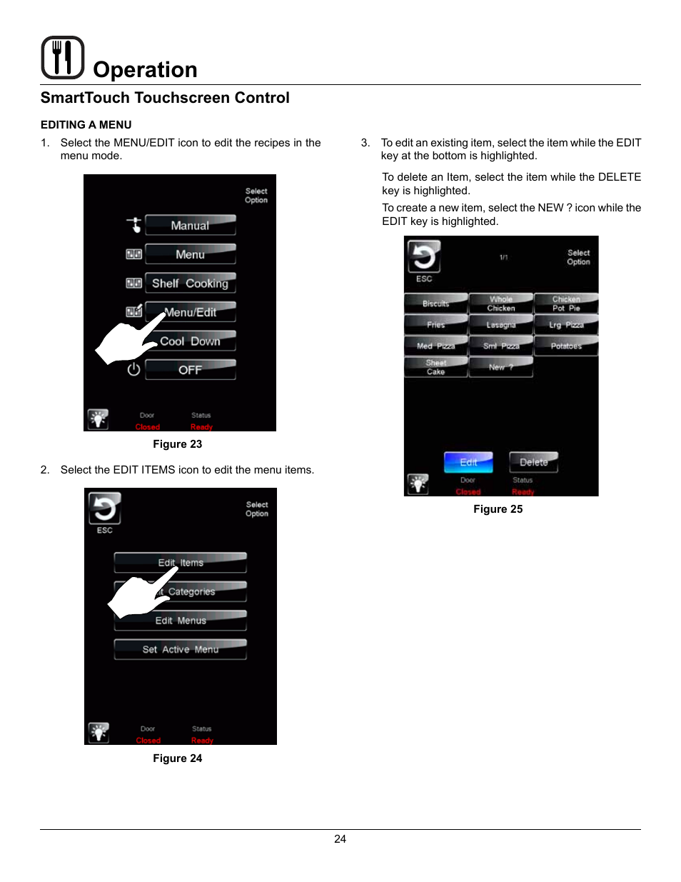 Operation, Smarttouch touchscreen control | Blodgett DFG-100 XCEL User Manual | Page 26 / 39