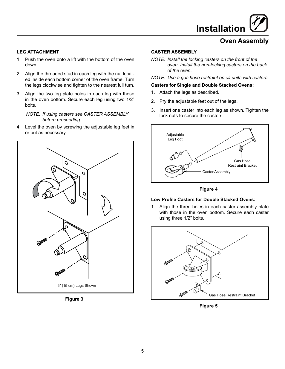 Installation, Oven assembly | Blodgett DFG-100 XCEL User Manual | Page 7 / 39