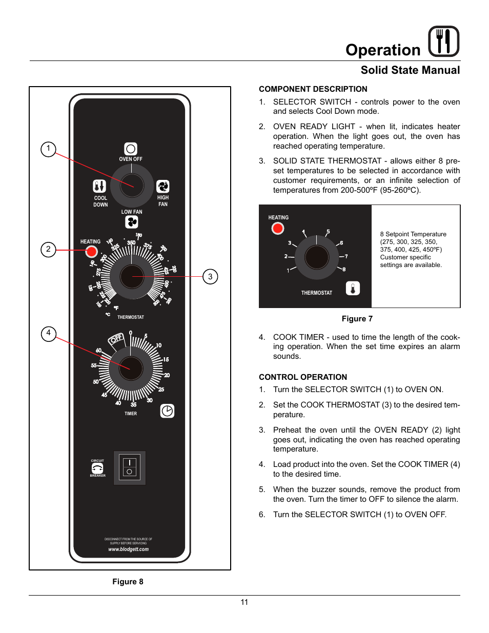 Operation, Solid state manual | Blodgett CTBR User Manual | Page 13 / 33