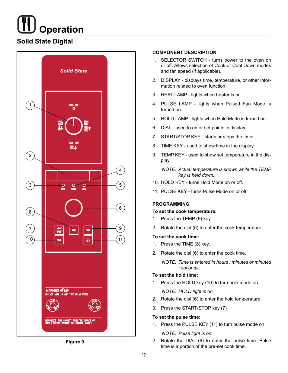 Operation, Solid state digital | Blodgett CTBR User Manual | Page 14 / 33