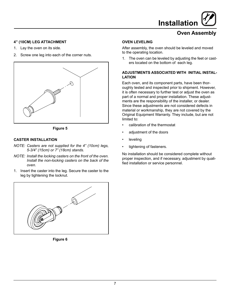 Installation, Oven assembly | Blodgett CTBR User Manual | Page 9 / 33